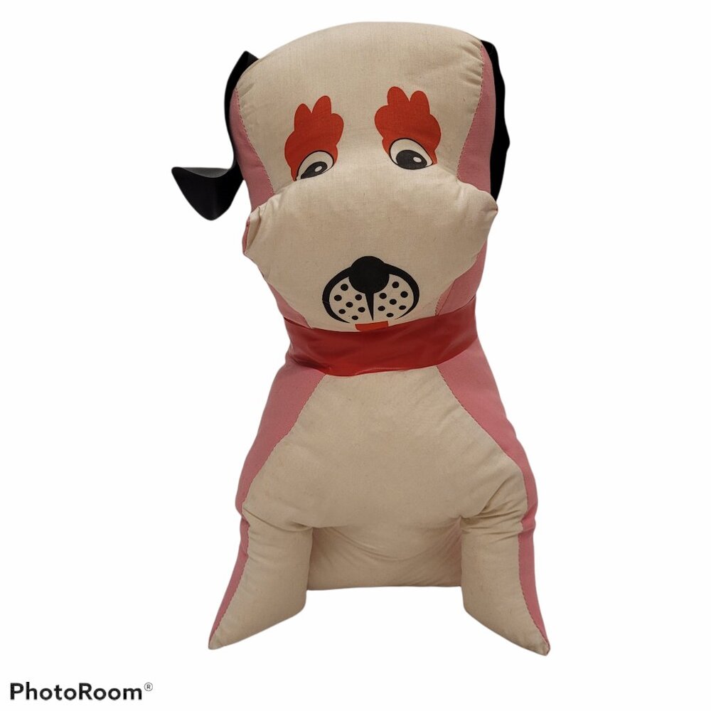 Pink Dog Carnival Fair Prize Stuffed Animal Large Vintage 16" Sitting Bulldog